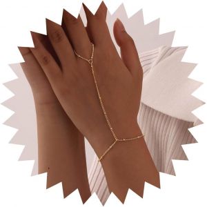 Cha&icirc;ne Perles Main Bracelet Anneau Doigt Or Petite Cha&icirc;ne Perles Esclave Cha&icirc;ne Anneau Bracelet Esclave Anneau Fringer Cha&icirc;ne Minimaliste Bracelet Harnais Main Cha&icirc;ne - Neuf