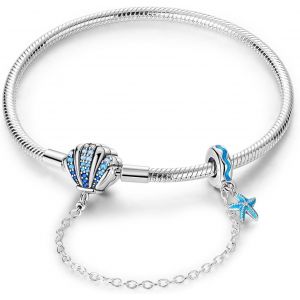 Eryi-Bracelet À Breloques Pour Femme En Argent Sterling, Fermoir En Forme De C?ur, Bracelet À Chaîne Serpent, Bracelet Européen De Voyage, Bijoux Compatibles Avec Les Breloques Pandora - Neuf