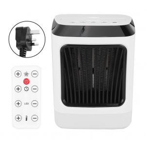 HJLIAN Radiateur soufflant electrique portable pour bureau et maison, avec telecommande, prise 110-220 V, prise UK - Neuf