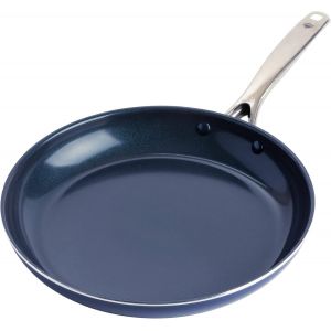 Checarzhn--No1-Poêle À Frire De 28 Cm Avec Revêtement Antiadhésif Renforcé Avec Des Diamants, Sans Pfas, Compatible Avec L'induction, Résistante Au Lave-Vaisselle Et Au Four,Fete Des Pere, Coloris Bl - Neuf