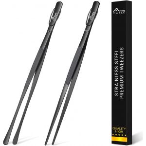 Kal-Lot De 2 Pinces De Cuisine Professionnelles En Acier Inoxydable Pour La Cuisine, Le Gril Et La Pâtisserie, Pinces Extra Longues Foood, Nz-B02h - Neuf