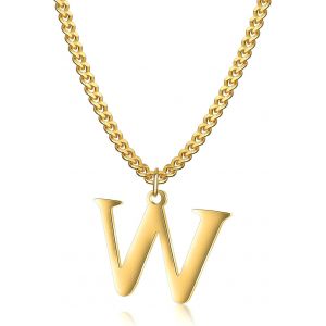 Kal-Collier Initial Plaqu&eacute; Or 14 Carats - Collier Pendentif Lettre Cha&icirc;ne Cubaine En Or Pour Hommes Et Femmes Collier Pendentif Lettre En Or Exquis - Neuf