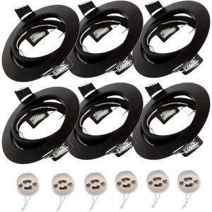 Yodave 6 x Spot encastrable GU10 Set,Rond pivotant Support Spot cadres encastrer Aluminium Brossé incl. Douille GU10 - Neuf
