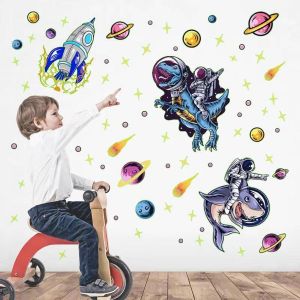 Etoiles Phosphorescentes Stickers Mural,Lumineuse Astronautes Wall Stickers Autocollant,Lumineux Stickers Espace,Enfant Fluorescente Stickers Muraux,D&eacute;coration Plafond Des Chambre Des Fille/Gar&ccedil;o - Neuf