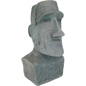 Mevronisshop-Monolithe Ahu Akivi Moai De L'île De Pâques Statue De Jardin, Grand 61 Cm, Polyrésine, Pierre Grise - Neuf