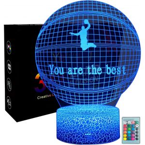 Trahoo-Basketball Veilleuse,Veilleuse 3d Pour Enfants,Lampe Basketball Enfants,Télécommande 16 Couleurs Changeant 3d Illusion Lampe,Cadeau Noël D'anniversaire Et Décoration De Fête 3d Lamp - Neuf