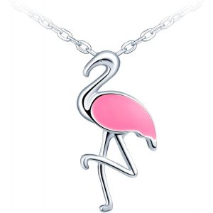 Kales-Collier Flamant Rose Pour Femme En Argent 925 Pendentif Flamingo Pour Femme Colliers Animaux Cadeaux Pour Femme Filles Cadeau De Noël,Chaîne Réglable Hypoallergénique - Neuf