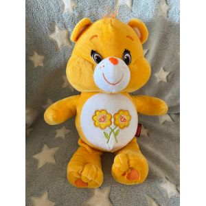 Peluche Doudou Ours Bisounours Jaune Orange Fleurs Care Bears 35 Cm - Neuf