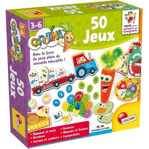 Sansh-Lisciani - Carotina - Coffret 50 Jeux Pour Enfants De 3 À 6 Ans - Stylo Parlant - Jeux Educatifs Electroniques - Apprendre Alphabet, Nombres, Formes & Couleurs - Développe Mémoire & Logique - Neuf
