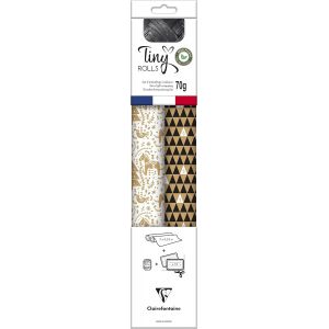 Eryi-223888c- Kit D'emballage Cadeau Zéro Plastique - 2 Rouleaux Papier Cadeau Kraft Recyclé 5mx35cm - Bobine Ruban 20m + 10 Étiquettes Cadeaux A Découper - Noir/Blanc -Emballage Responsable - Neuf