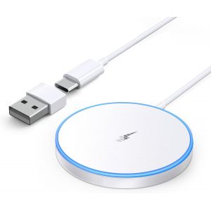 CMJAAGUR-Chargeur Induction Iphone, 15W Chargeur Mag-Safe Fil Pour Iphone 16 Pro /16 Pro/16 Plus/16/15/14/13/12 Series, Airpods 4/3/2, Magnétique Chargeur Induction Fil À Led Avec Deux Ports[M712] - Neuf
