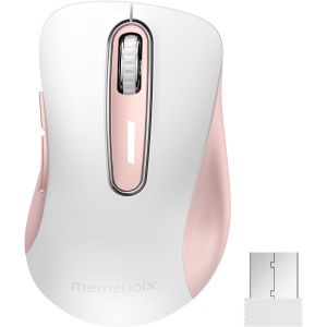 meimie-Souris Sans Fil 2.4Ghz,Souris Optique Portable 1400 Dpi Avec Mini Récepteur Usb,5 Boutons Et Fonctionnement Sur Piles Pour Ordinateur Portable,De Bureau,Macbook - Blanc Rose - Neuf