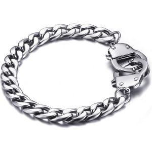 Kal-Bracelet Gourmette Pour Homme, En Acier Inoxydable, Bracelet À Breloques, Bracelet En Métal, Noir, Argent, Or, 20.5 Centimeters, Acier Inoxydable - Neuf