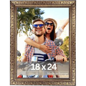 Cadre photo - 10 x 15 cm (A6) marron dor&eacute; - Style vintage baroque - Baguette d&eacute;cor&eacute;e 22 x 20 mm - Verre acrylique incassable - Dos en MDF - Pour format portrait et paysage - Neuf