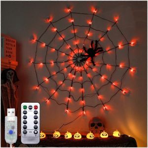 Halloween Spider Web Lights USB 8 Modes Spider Web Wall Net Lights pour Effrayant Halloween Decoration G - Neuf