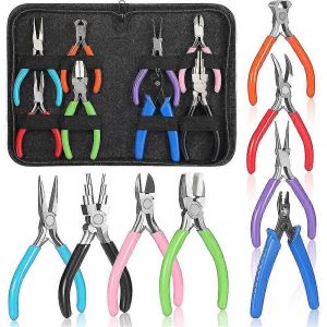 8 Pi&egrave;ces De Fabrication De Bijoux Pince Kit D'outils,Pince &Agrave; Bec Effil&eacute;,Pince &Agrave; Bec Rond,Pince &Agrave; M&acirc;choire En Nylon Fo - Neuf