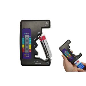 Testeur de piles num&eacute;rique avec &eacute;cran LCD pour piles AA, AAA, C, D, 9V et boutons - Neuf