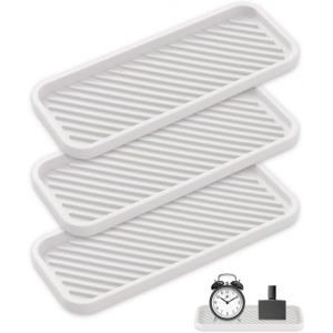 ERYI-3 Pièces Organisateur Evier Silicone,Porte Eponge Silicone Blanc,Tapis D'Égouttage,Porte Savon Cuisine Antidérapant,Rangement Eponge,Plateau Salle De Bain,Support Savon Vaissell,Repose Eponge - Neuf