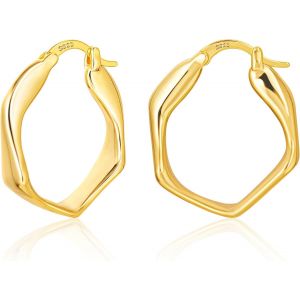 Kal-Boucles D'oreilles En Argent 925 Femmes, Petites Boucles D'oreilles Créoles Hypoallergéniques Mini Boucles D'oreilles Épaisses Petites Boucles D'oreilles Huggie Petites Larges Créoles - Neuf