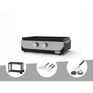 Plancha ORIGINAL Gaz 260 Duo + Desserte + Kit 3 spatules + Kit de nettoyage - Le Marquier - Neuf