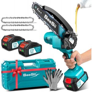 CHECARZHN--NO1-Mini Tronçonneuse À Batterie 2 X 4000Mah, 6 Pouces Tronçonneuse Électrique Sans Fil Avec Injecteur De Lubrifiant Et Chaîne De Remplacement, Mini Scie À Chaîne Électrique Pour Jardin, M - Neuf