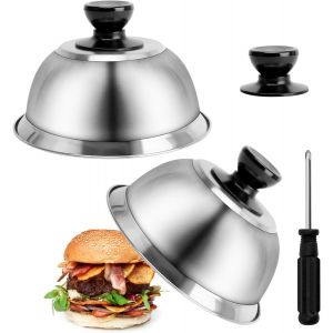 2pcs Cloche De Cuisson, Cloche Hamburger Cloche De Cuisson Steak Cloche &Agrave; Fromage Cloche Alimentaire Inox Pour Fromage Fondu Steak Hamburger Barbecue (16.2 * 16.2 * 6.5cm)[App8812274] - Neuf