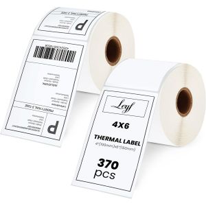 100 mm x 150 mm &Eacute;tiquettes thermiques Auto-adh&eacute;sives Noyau de 1"" Lot de 2 rouleaux d'&eacute;tiquettes x 370 pi&egrave;ces par rouleau = 740 &eacute;tiquettes Compatible avec les imprimantes d'&eacute;tiquettes, - Neuf