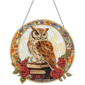 Ayuhr-Diy Hibou Diamond Painting Pendentif, Animal Pendant Broderie Diamant Kit Avec Chaîne, Pour Jardin Maison Porte Et Fenêtre Décoration Cadeaux 20x20 Cm(Hibou) - Neuf
