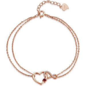 Eryi-Bracelet Pierre De Naissance Infini C?ur Argent Sterling 925 Réglable Double Couche Cadeaux Pour Maman Et Petite Amie - Neuf