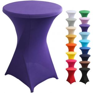 Eryi-Housse De Table Haute Cocktail, Spandex Extensible Housse Pour Table Haute Ronde Pour, Mariage, Anniversaire, Fête, Événement, Banquet, Décoration De La Maison (Violet,80x110cm) - Neuf