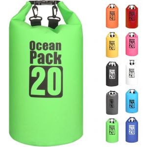 Kalanka-Vert 20l Sac Étanche Polyvalent, 2l/5l/10l/15l/20l/30l Waterproof Dry Bag Avec Longue Bandoulière Réglable Sac À Dos Confort Imperméable Pour Bateau/Kayak/Pêche/Rafting/Natation/Camping/Snowb - Neuf