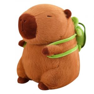 Peluche Capybara, rongeur c&acirc;lin, sac &agrave; dos tortue, peluche Capybara, 23 cm - Neuf