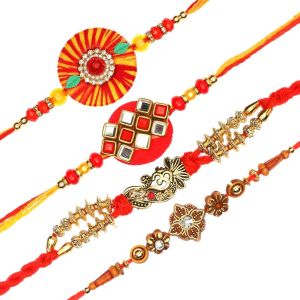 Kal-Set Of 4 Rakhi For Brother Rakhi Thread For Bhai Bhabhi Bhaiya And Bhatiji Veera Raksha Bandhan Rakhi Set Dora Bracelet Kalwa With Gift Pack For Brother Sister - Neuf