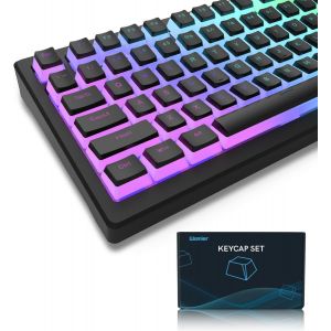 Pudding Keycaps, 165 PBT Touches Ensemble de Keycap Personnalisé, Profil OEM Keycaps ANSI US Layout, compatibilité Universelle pour Claviers à 100%, 75%, 65%, 60% - Noir¿ISO Non Inclus¿ - Neuf