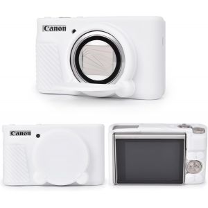 Housse en Silicone pour Canon PowerShot SX740 SX730 HS Cam&eacute;ra,Coque Protection en Caoutchouc Souple pour Canon SX740 SX730 HS-avec Couvercle d'objectif Amovible-Blanc - Neuf