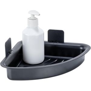 CAUC-Tablette d'angle Mod, Parma &Eacute;tag&egrave;re Salle de Bains Douche sans per&ccedil;age Pad adh&eacute;sif Plastique Noire Rangement 23,3 x 11,5 x 13,8 cm - Neuf