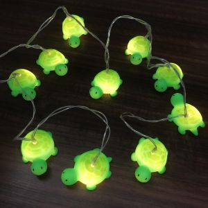 KAL-Tortue Chaîne De Lumières Décoratives Pour Chambre À Coucher Pour Enfants Avec Forme Animale 1,65 Mètres, 10 Led, Blanc Chaud À Piles (Tartue Verte) - Neuf