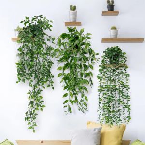 ERYI-Plante Artificielle 3 Pièces Tombante Feuilles D'Eucalyptus Avec Pots 63Cm De Long Lierre Artificiel Sans Entretien Pour La Maison Jardin Intérieur Décoration Extérieure (Eucalyptus) - Neuf