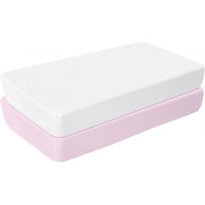 Lot De 2 Draps-Housses 55 X 90 Cm En Coton Pour Bébé ¿ Lot De 2 ¿ Blanc Rose ¿ Avec Élastique En Jersey Doux Stretch Pour Un Ajustement Parfait Aux Coins ¿ Garçon Et Fille - Neuf