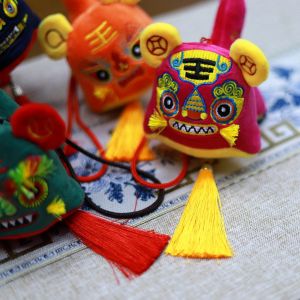 Tigre Mascotte Poup&eacute;e Festif Collection De Cadeaux Du Nouvel An Zodiaque Chinois Tigre Pendentif En Peluche Pour Decor_Orange - Neuf