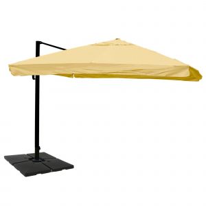 Parasol D&eacute;port&eacute; 3 X 4 M &Oslash; Env. 5 M Aluminium Et Polyester Cr&egrave;me Avec Volant Rotatif Avec Pied 04_0007987 - Neuf