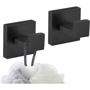 ERYI-Crochets De Peignoirs Crochet Mural De Salle De Bain Garage Acier Inoxydable Crochet De Serviette/Robe 2 Pack Noir, Q7001Bk-P2 - Neuf