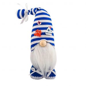 Nain de jardin bleu profond, d&eacute;coration nautique sans visage, jouet en peluche, elfes, nain su&eacute;dois, d&eacute;coration d'int&eacute;rieur, cadeaux de vacances - Neuf