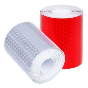 2 pcs 50mm 3 mètre Ruban Adhésif Bande D'avertissement Bande Réflecteur Bande Bande De Marquage De Sécurité Blanc et Rouge - Neuf