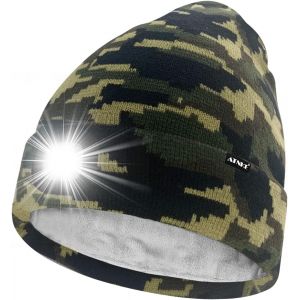 Nsiecd-Led Bonnet Lampe Frontale,Usb Rechargeable 4 Led Chapeau De Course Ultra Lumineux Lumi&egrave;re Hiver Chaud Polaire Doubl&eacute;e Tricot Bonnet Cadeaux Pour Hommes Et Femmes - Neuf