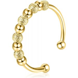 Kalanka-Bague Anti-Stress R&eacute;glable En Argent S925 Avec Perles - Pour Femme - Soulagement De L'anxi&eacute;t&eacute; - Anneau Anti-Stress Ouvert - Bijou Pour Femme - Neuf