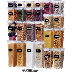Chenquansarl-Lifwit Boite Rangement Cuisine Lot De 24, Boite Hermetique Alimentaire Plastique, Boite Cereale, Bocaux Rangement Cuisine, Boite Conservation Alimentaire Avec Couvercle, Boite Farine, Sp - Neuf