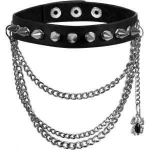 Kal-Collier Ras Du Cou Réglable En Cuir Pour Femme Style Punk - Neuf