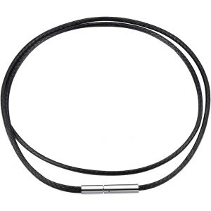 Trahoo-Collier Cordon En Cuir Pour Pendentif Femme Homme Noir Chaîne Collier Cuir Ras De Cou Épaisseur 2mm Longueur 40cm-75cm Waterproof Boutton Rotatif Avec Fermoir Acier Inoxydable - Neuf
