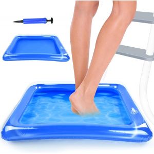 Bain de Pieds Gonflable,60 x 45 CM Pediluve Gonflable,Bassin Pédiluve pour Piscine PVC Bleu,avec Pompe,pour Échelle D'Entrée de Piscine,Spa,Accessoires pour Hors Sol - Neuf